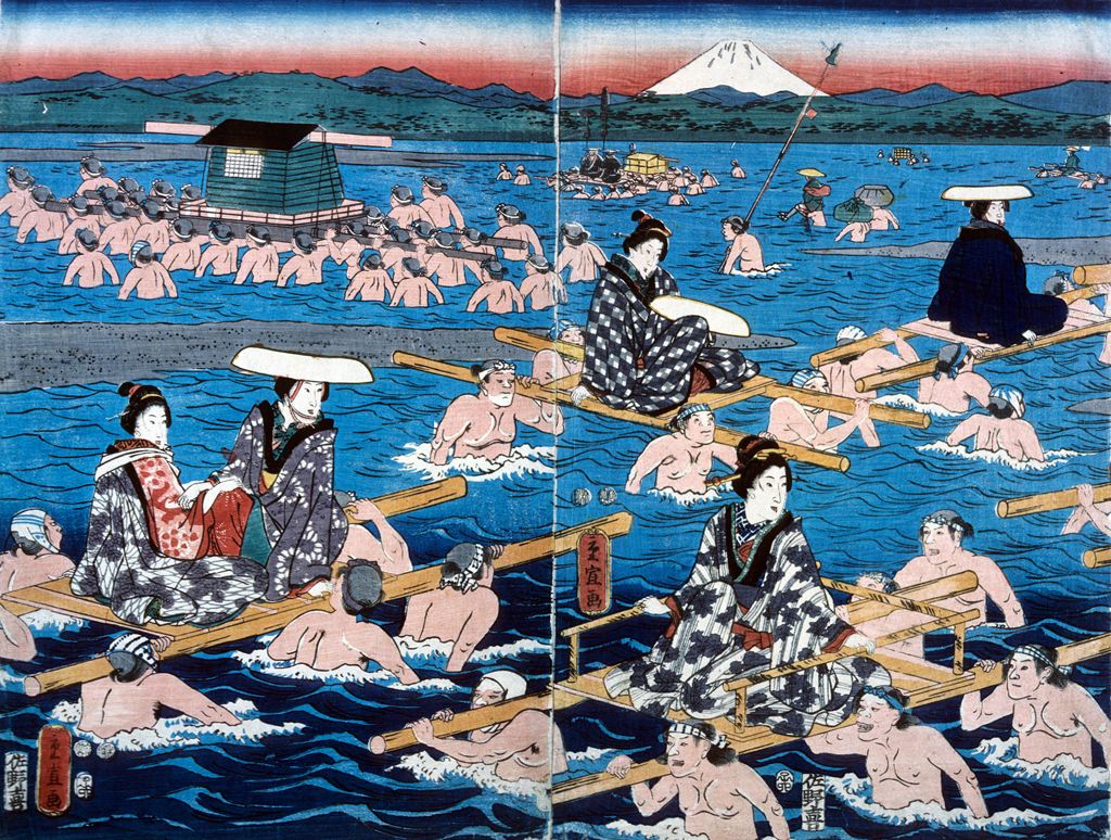 Katsushika Shigenobu, Bathing Scene, n.d., Bryn Mawr College Special Collections, gift of Margery Hoffman Smith, Class of 1911