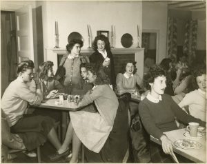 Students at tea in Wyndham, ca.1945