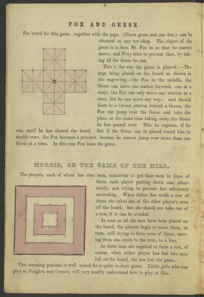 page 4. "Fox and Geese" and "Morris" board games