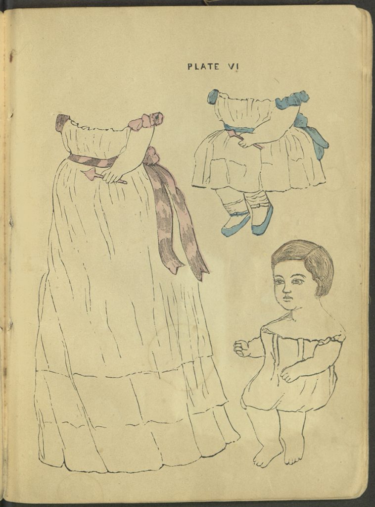 Plate VI. An infant with a long robe and an outfit with a shorter skirt