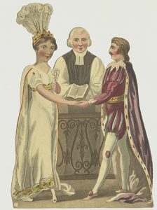 Paper doll costume and head, Cinderella's wedding