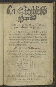 Title page of the book La civilité puérile et honneste pour l'instruction des enfans. 