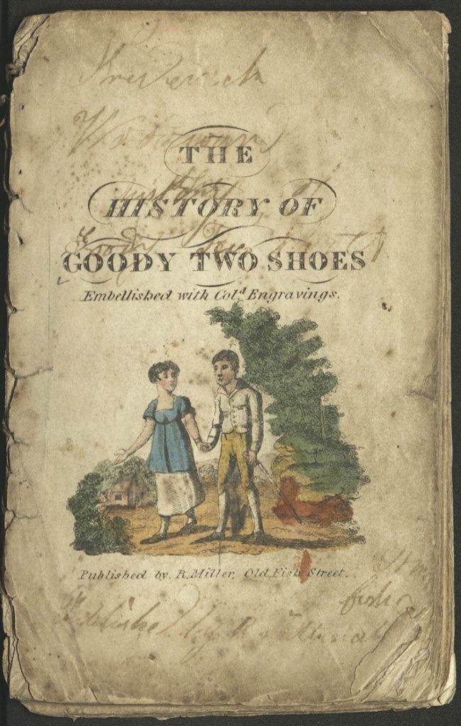On the title page, a girl and boy walk hand and hand in a rural landscape